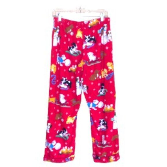 Nick & Nora Puppy Dogs Flannel Pajamas Red Medium - Picture 3 of 5